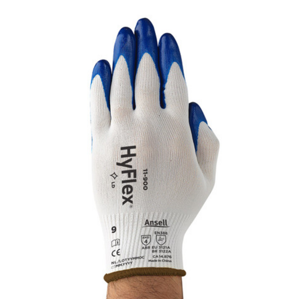 Palm coated glove for moderate oily manufacturing and maintenance envrionments