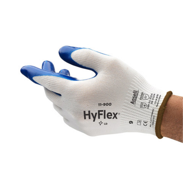 Palm coated glove for moderate oily manufacturing and maintenance envrionments