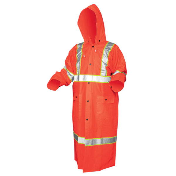 ANSI 107 Class 3 Hi Vis Orange Waterproof Raincoat