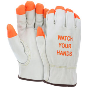 Leather Drivers Work Gloves Orange Tips