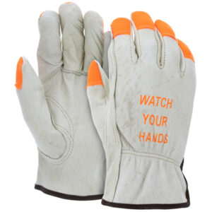 Pigskin Leather Drivers Work Gloves Orange Tips