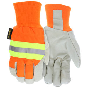 Hi-Visibility Leather Drivers Insulated Work Gloves