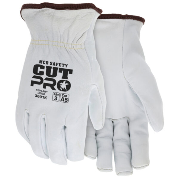 Goatskin Leather Drivers Work Gloves Kevlar and Synthetic Lined