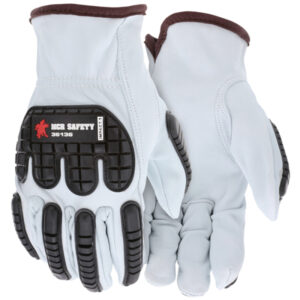 Goatskin Leather Drivers Work Gloves TPR Back