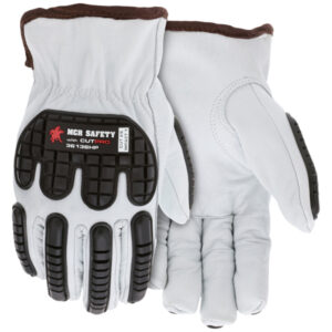 Goatskin Leather Cut Resistant Drivers Work Gloves TPR Back