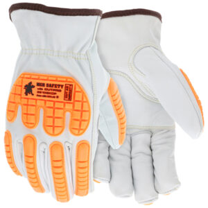 Goatskin Leather Cut Resistant Drivers Work Gloves TPR Back