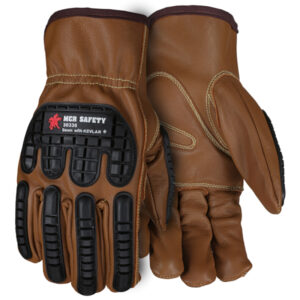 Oil Block Goatskin Leather Drivers Work Gloves TPR Back