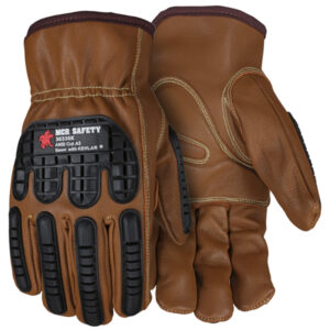 Oil Block Goatskin Leather Drivers Work Gloves TPR Back