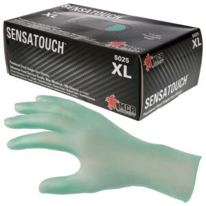 Green Powdered Disposable Vinyl Gloves