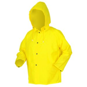 Yellow Waterproof PU Nylon Rain Jacket