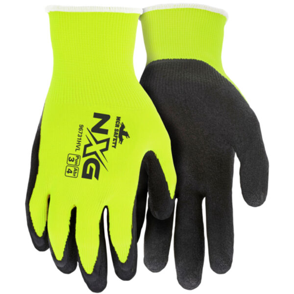 Hi-Vis Lime Latex Coated Work Gloves