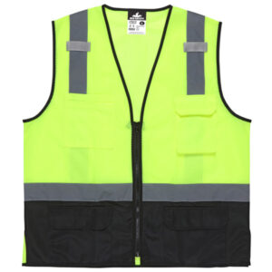 Class 2 Mesh Fluorescent Lime Black Safety Vest