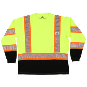 Hi Vis Fluorescent Lime Black Safety Work T-Shirts