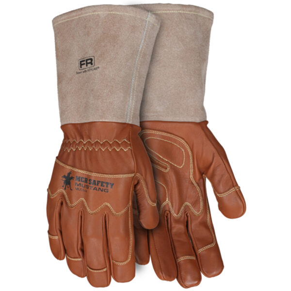 Leather Utility Work Gloves with Extended Bell Cuff