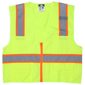 Class 2 Lime Solid Surveyor Safety Vest
