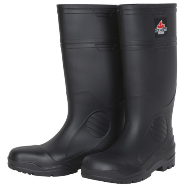 Black PVC Steel Toe Waterproof Rain Boots