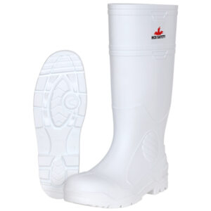 White PVC Plain Toe Waterproof Rain Boots