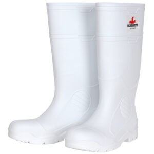 White PVC Steel Toe Waterproof Rain Boots