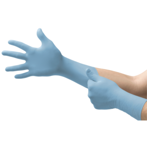 Nitrile, sterile pair packed, powder-free examination glove featuring extended cuff