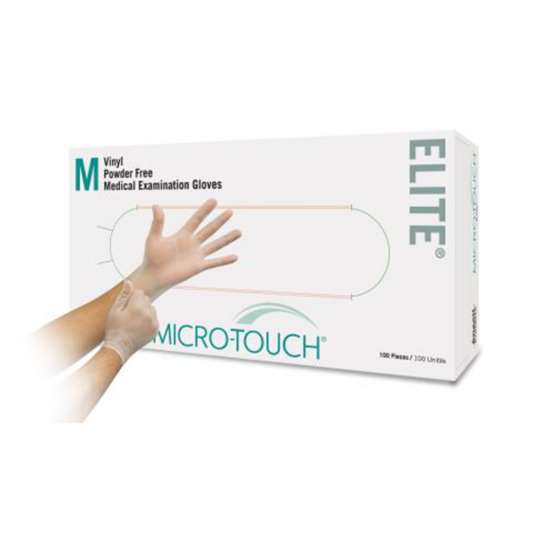 Vinyl, powder-free examination glove for use in low-risk clinical applications