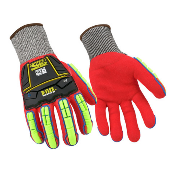 Fully coated safety gloves designed for impact, cut and liquid protection