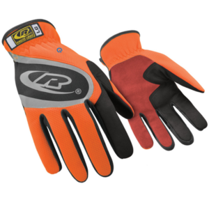 Tactile high visibility automotive glove with slip-on cuff.
