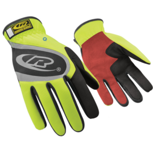 Tactile high visibility automotive glove with slip-on cuff.