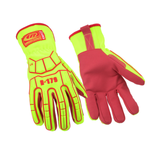 Medium-duty impact gloves featuring a cut-resistant dual-layer synthetic leather palm