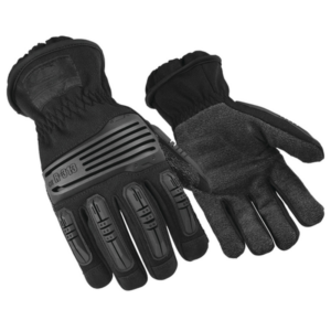 Extrication impact glove with rugged grip on a padded palm.