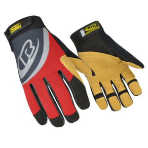 Synthetic leather foam padded palm rope rescue glove with reflective markings
