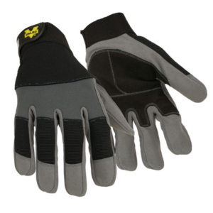 Mechanics glove with dual layered synthetic palm