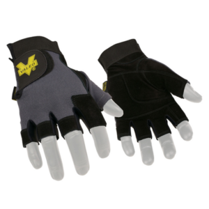 Fingerless split leather glove with Anti-Vibe padded palm